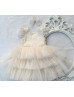 Feifei Sleeves Ivory Lace Tulle Tiered Flower Girl Dress Feifei Sleeves Ivory Lace Tulle Tiered Flower Girl Dress